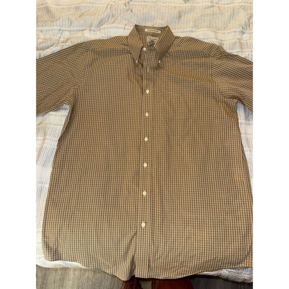L.L.‎ Bean Wrinkle-Resistant Button-Down Shirt Men's L Tall Brown Plaid - Picture 1 of 6